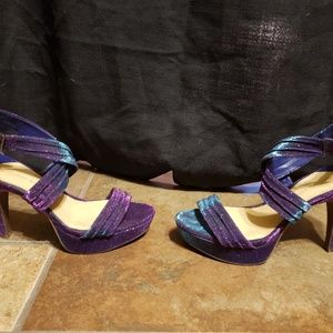 Gianni bini metallic blue and purple sparkle heels
